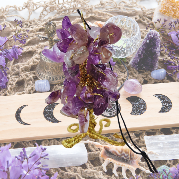 Amethyst Gem Tree Rearview Mirror Charm
