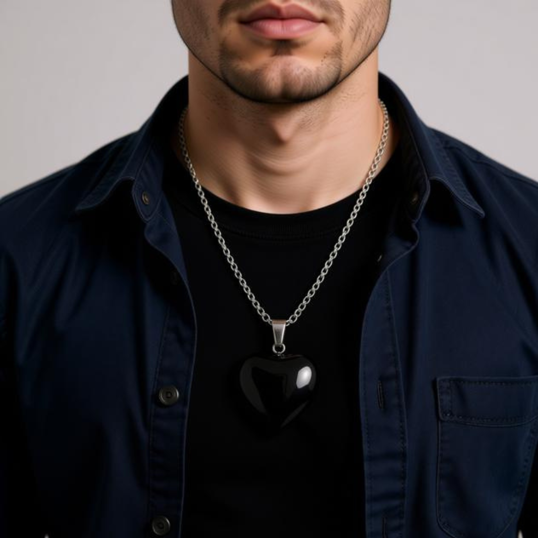 Black Obsidian Heart Protection Necklace