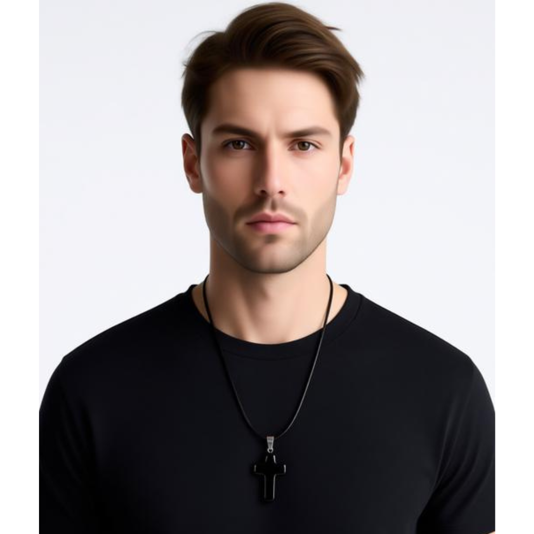 Black Obsidian Protection Cross Necklace