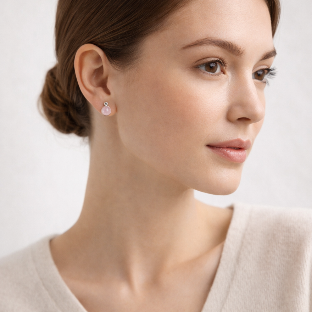 Blush Harmony Rose Quartz Stud Earrings