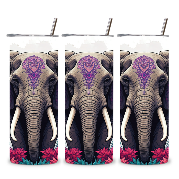 Boho Purple Elephant Tumbler
