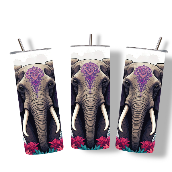 Boho Purple Elephant Tumbler