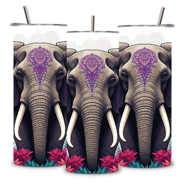 Boho Purple Elephant Tumbler