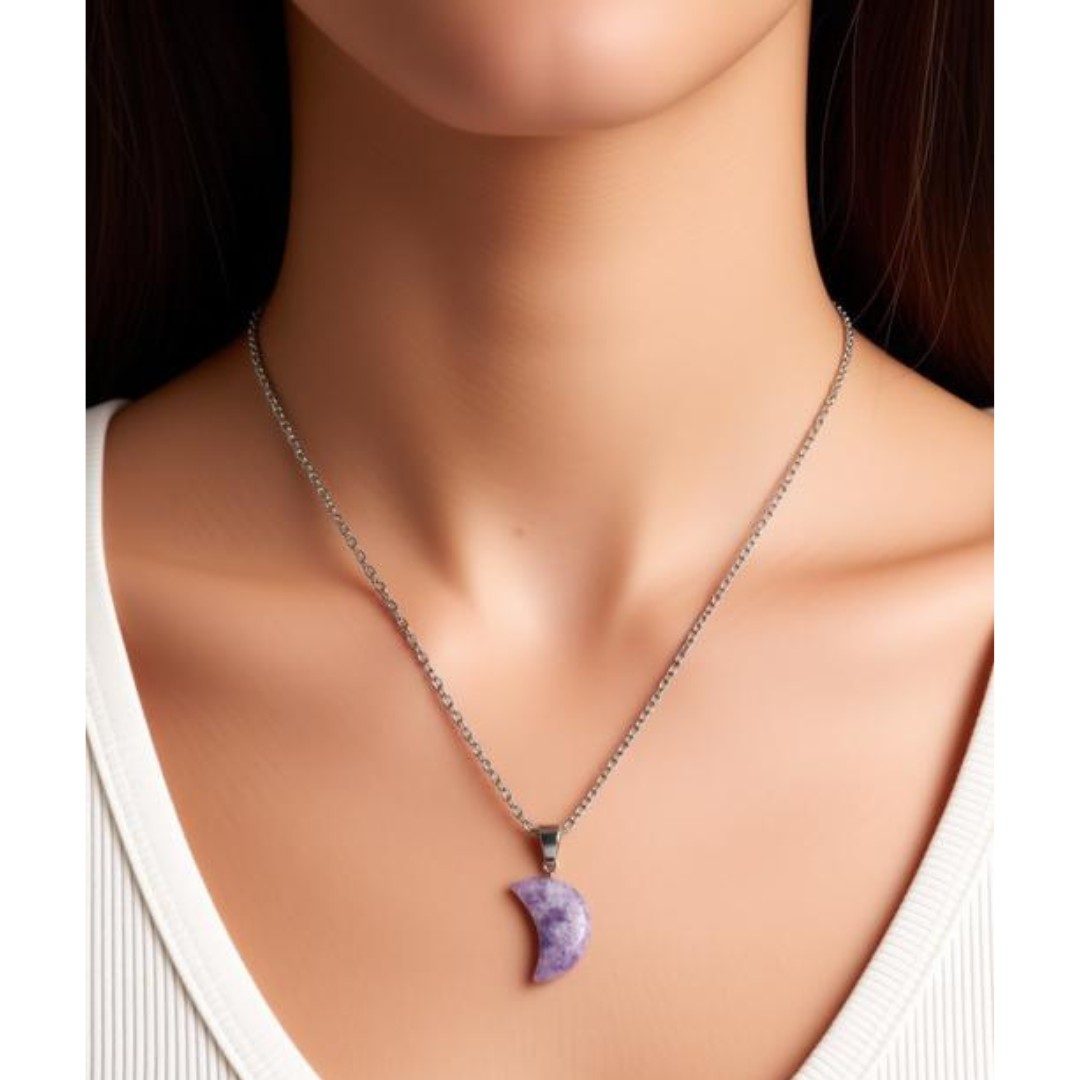 Celestial Calm Lepidolite Moon Necklace