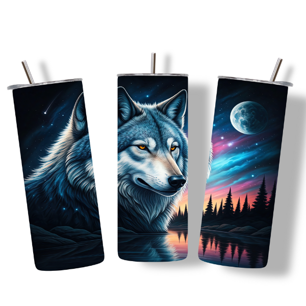 Celestial Cosmic Wolf Tumbler