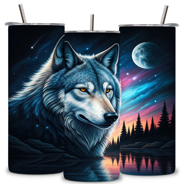 Celestial Cosmic Wolf Tumbler