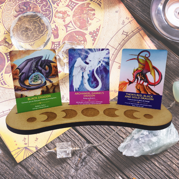 Celestial Guidance Tarot Stand โ Moon Phase Triple Card Holder ๐๐ฎ