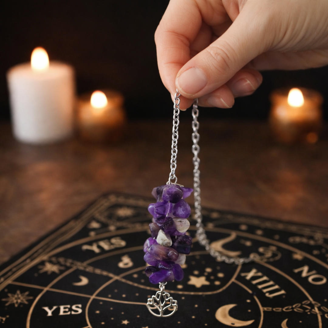 Celestial Veil Amethyst Divination Pendulum