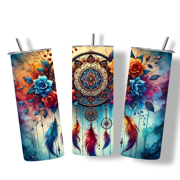 Colorful Floral Dreamcatcher Tumbler