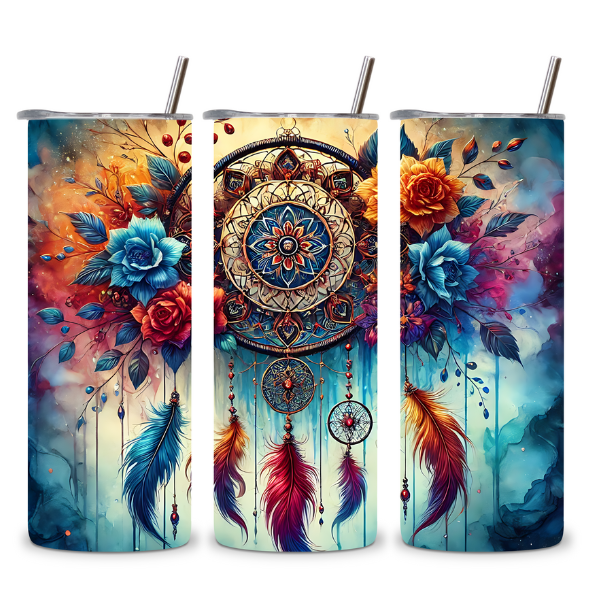 Colorful Floral Dreamcatcher Tumbler