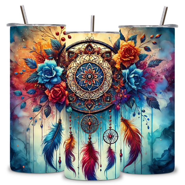 Colorful Floral Dreamcatcher Tumbler