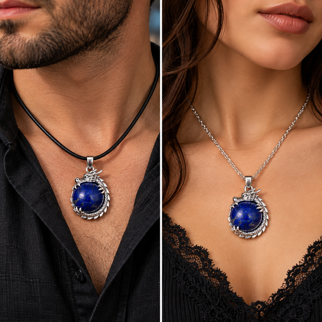Lapis Lazuli Dragon Pendant Necklace