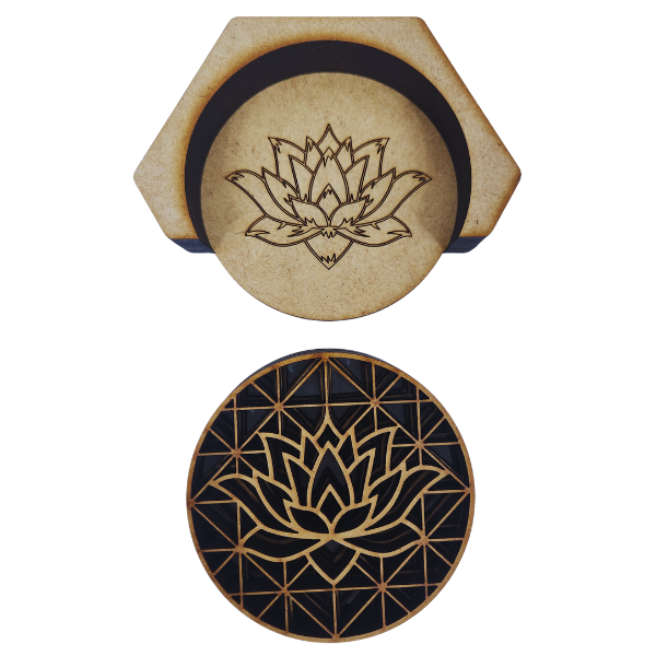 Elegant Lotus Coaster Set with Holder