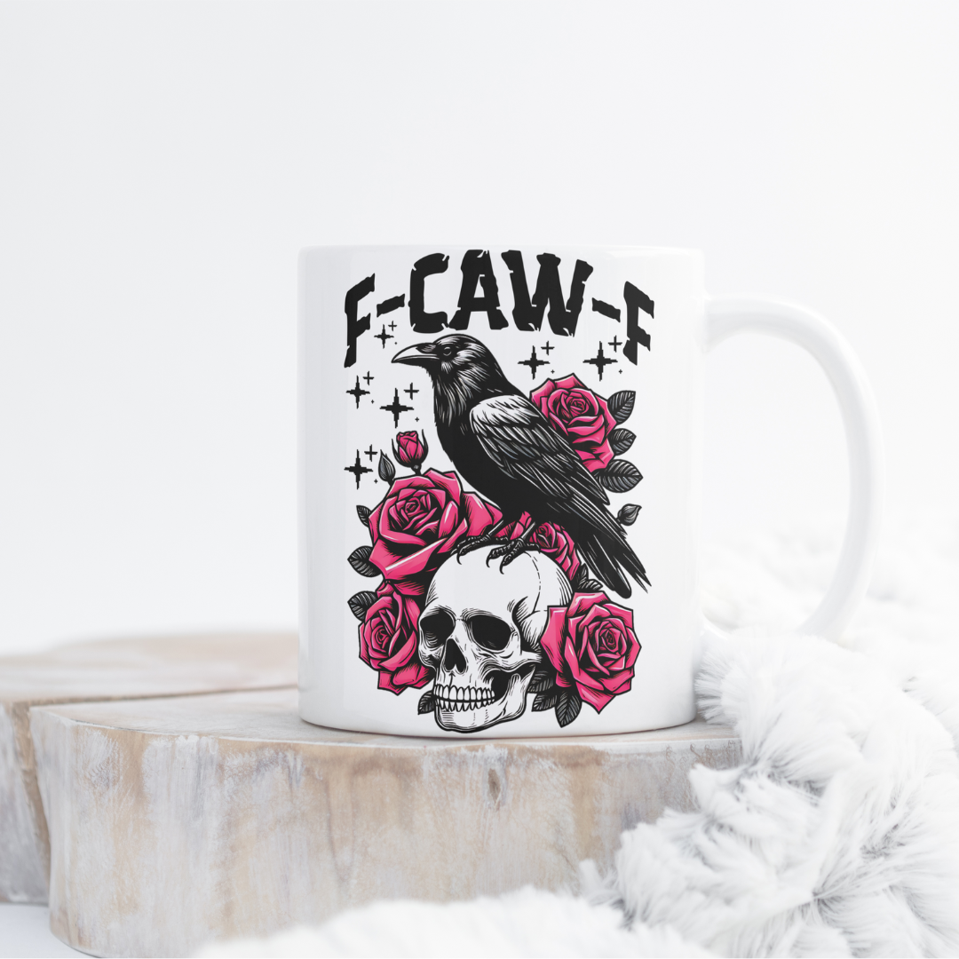 “F-CAW-F” Gothic Crow & Roses Mug