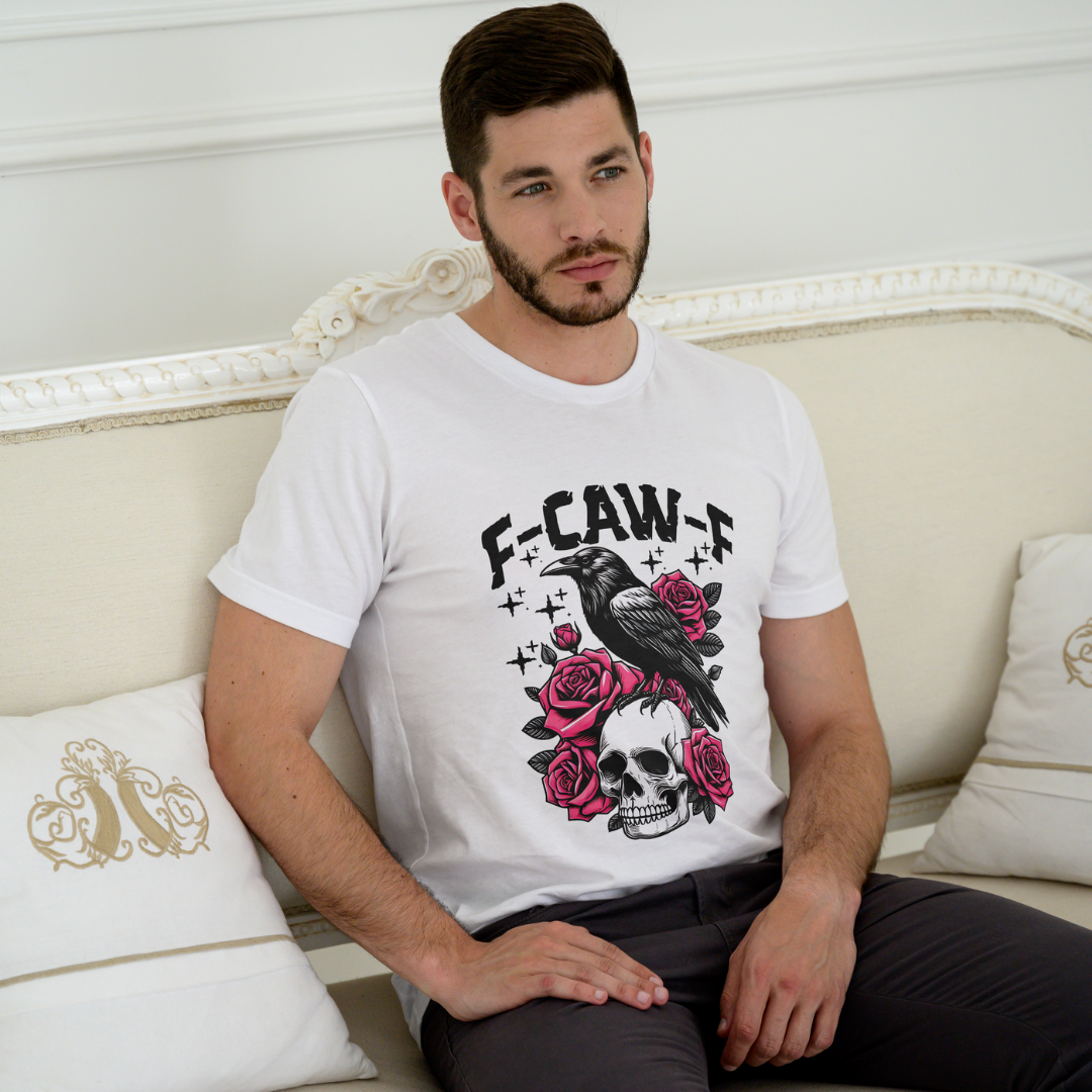 “F-CAW-F” Gothic Crow & Roses T-Shirt