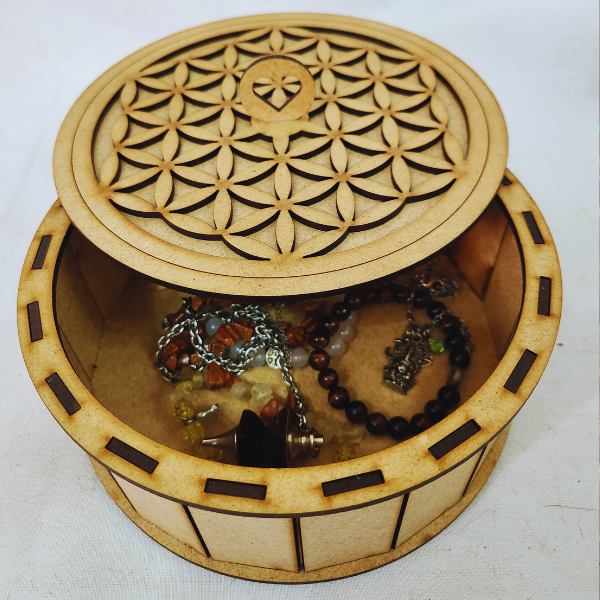 Flower of Life Round Trinket Box
