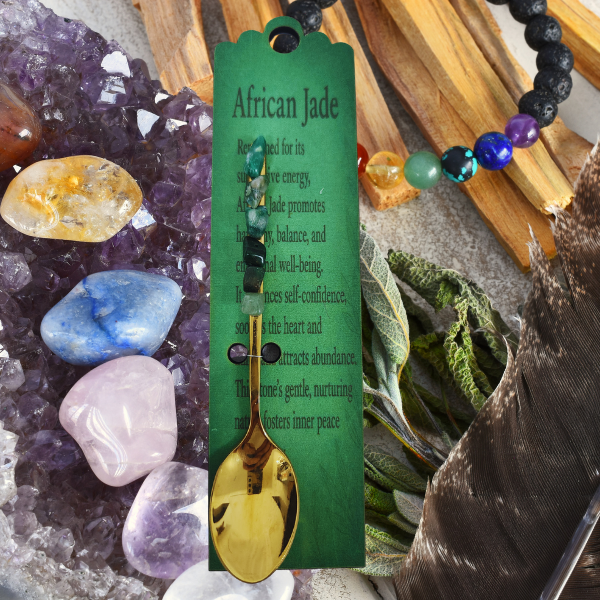Golden Altar Spoon with African Jade