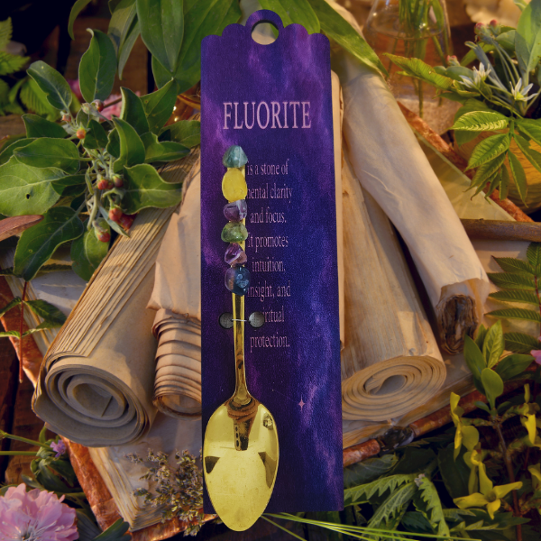 Golden Altar Spoon with Fluorite