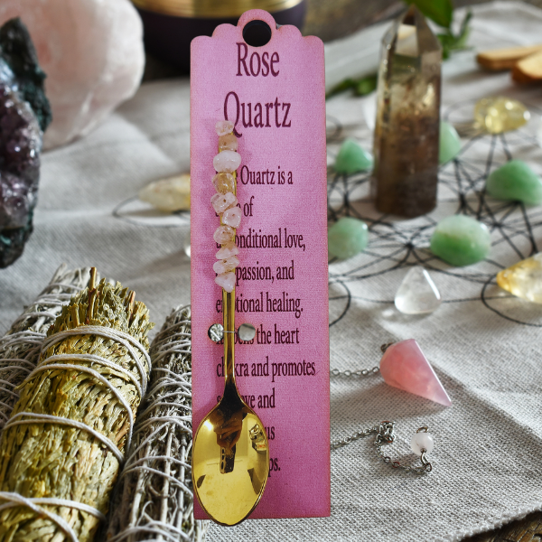Golden Altar Spoon with Rose Quartz