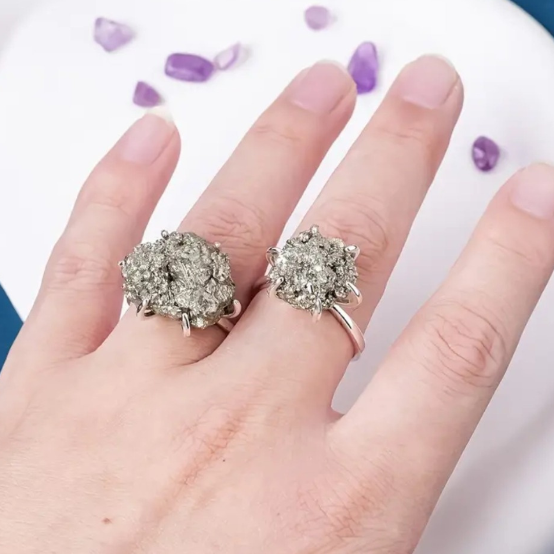 Golden Shield Pyrite Ring