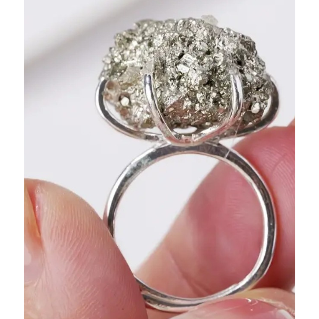 Golden Shield Pyrite Ring