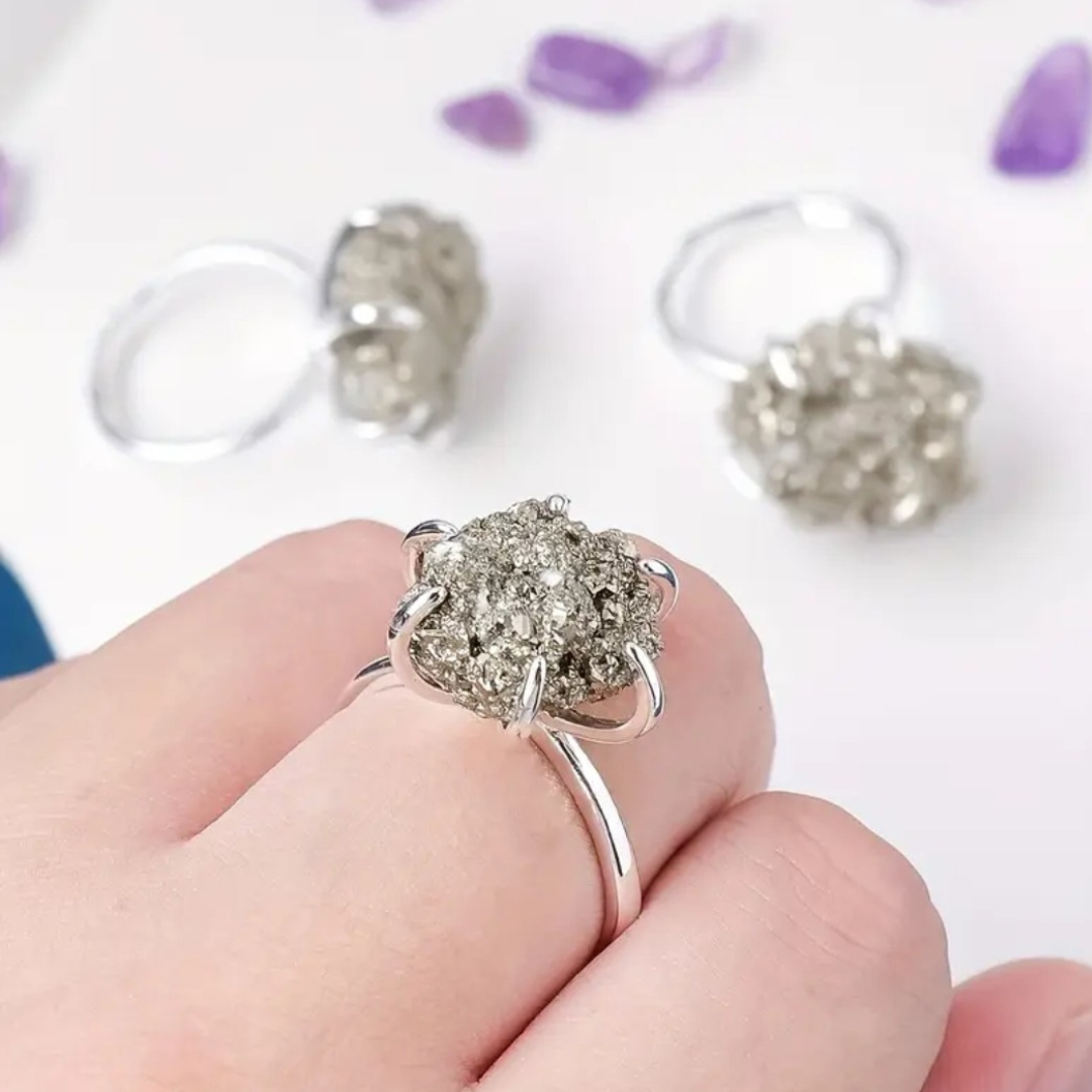 Golden Shield Pyrite Ring