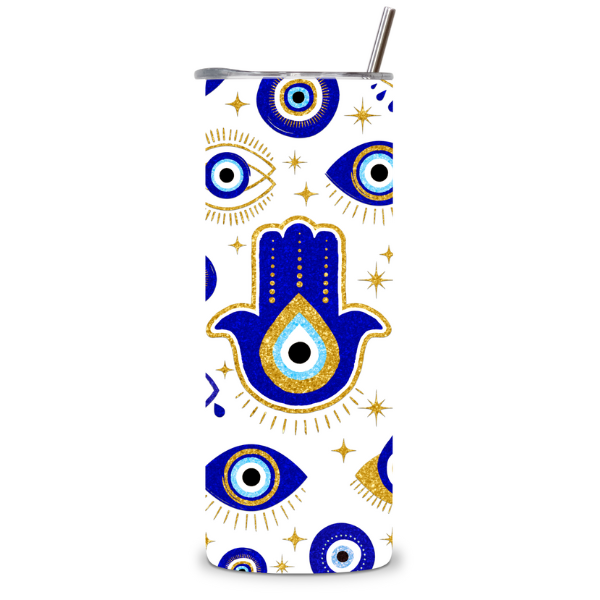 Hamsa Protection Glitter Tumbler