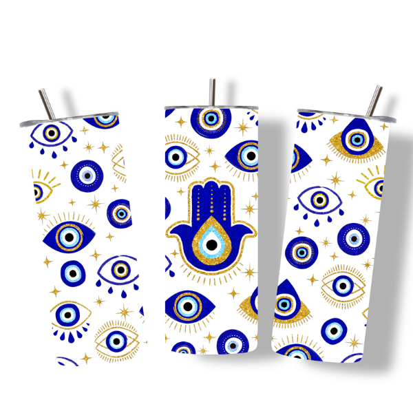 Hamsa Protection Glitter Tumbler