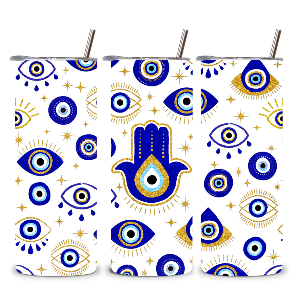 Hamsa Protection Glitter Tumbler