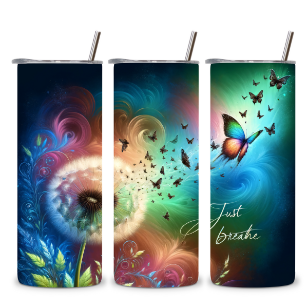 Just Breathe Butterfly & Dandelion Tumbler