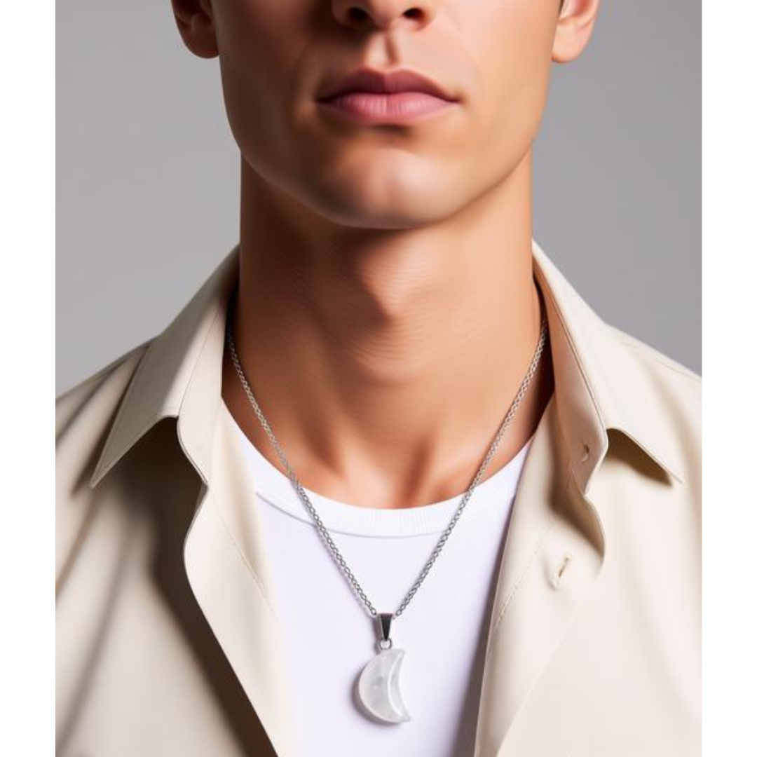 Lunar Clarity Clear Quartz Moon Necklace