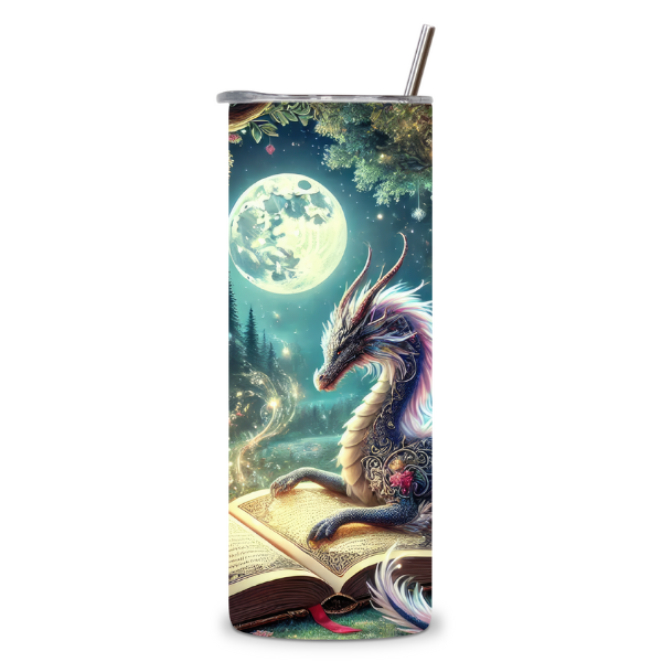 Moonlit Book Dragon Tumbler