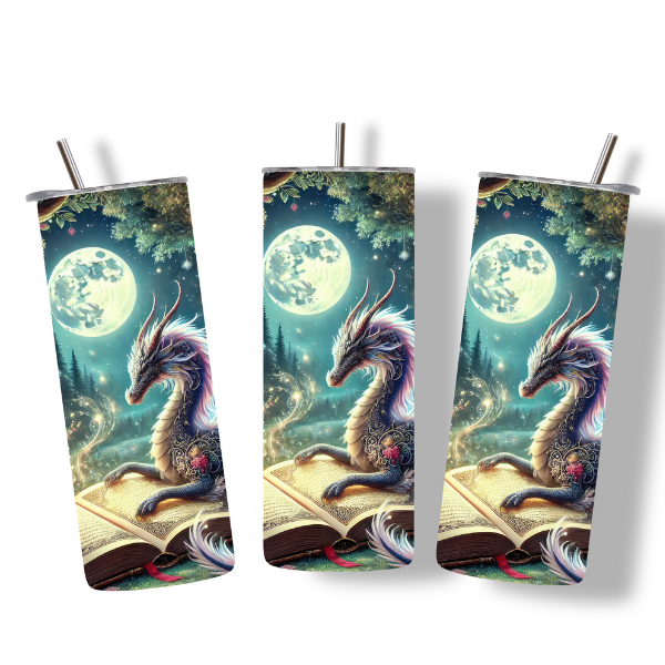 Moonlit Book Dragon Tumbler