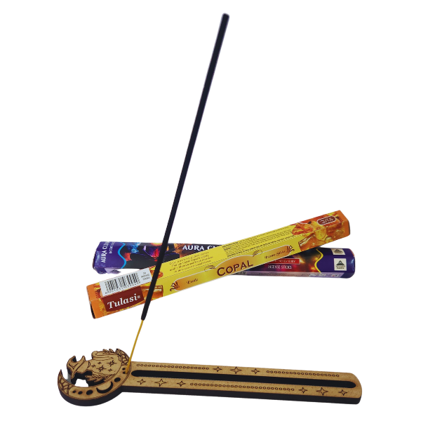 Mystical Cat and Moon Phases Incense Holder