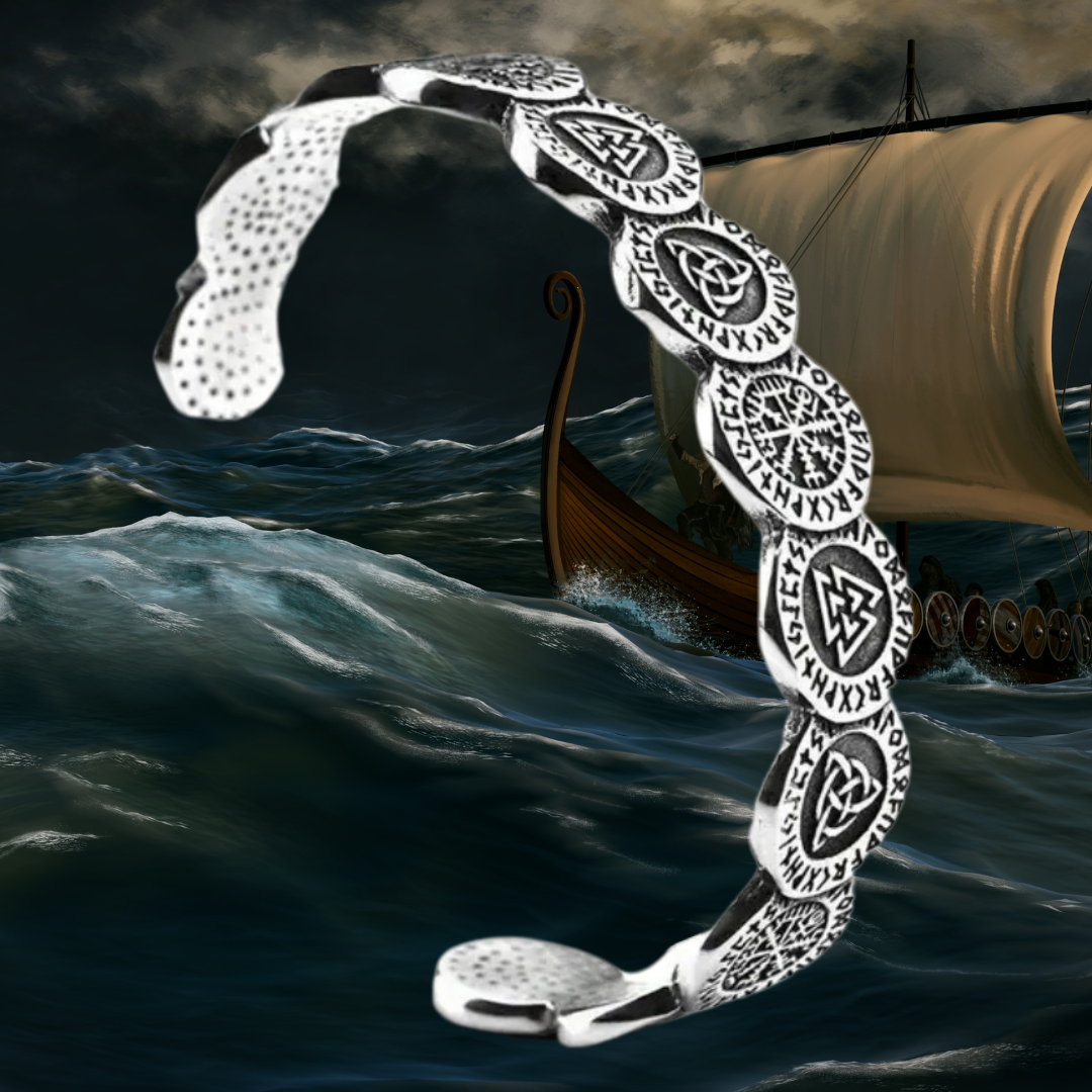 Nordic Rune & Valknut Symbol Alloy Bracelet