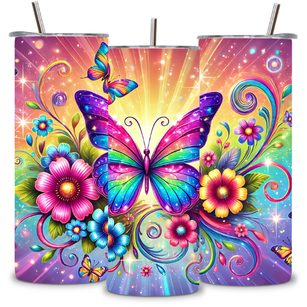 Rainbow Garden Butterfly Tumbler
