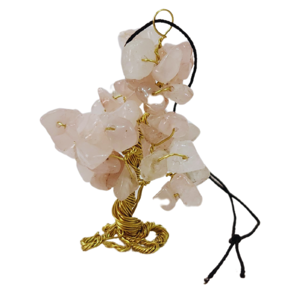 Rose Quartz Gem Tree Rearview Mirror Charm