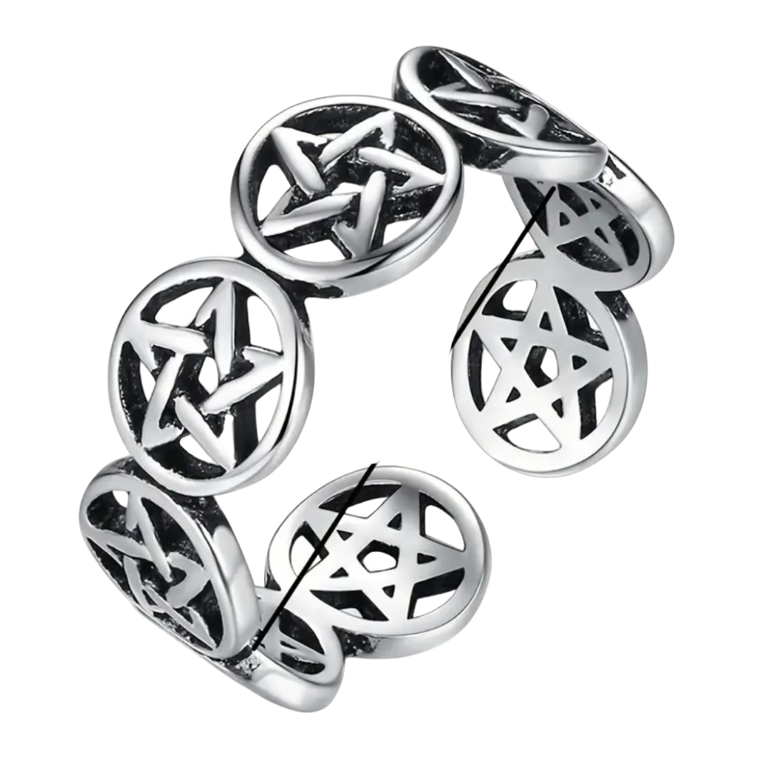 Sacred Pentagram Adjustable Ring