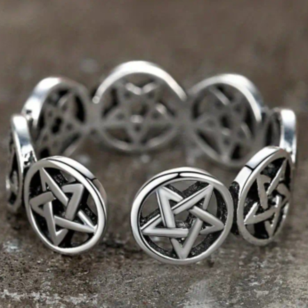 Sacred Pentagram Adjustable Ring