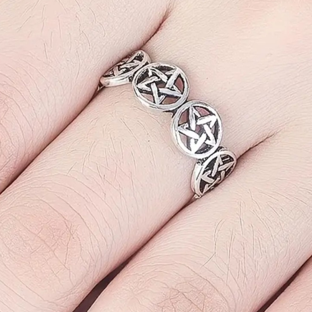 Sacred Pentagram Adjustable Ring