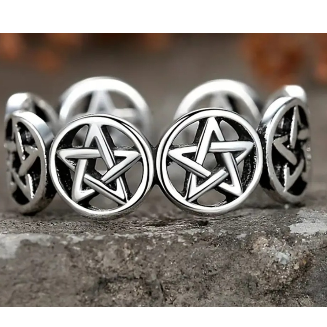 Sacred Pentagram Adjustable Ring
