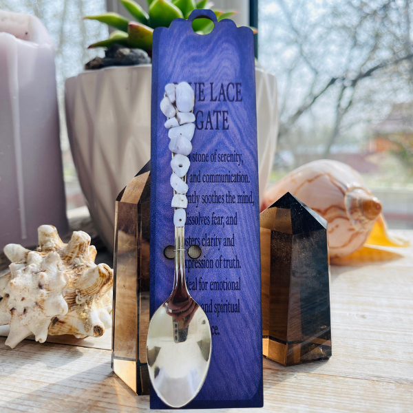 Silver Altar Spoon with Blue Lace Agate