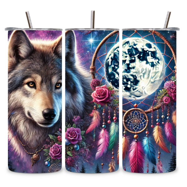 Spirit of the Wolf Dreamcatcher Tumbler β Embrace the Wild πΊπβ¨