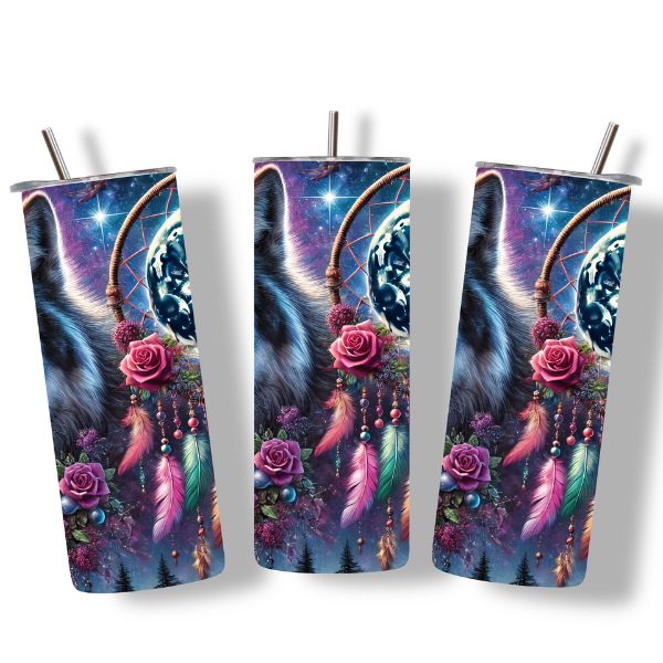 Spirit of the Wolf Dreamcatcher Tumbler β Embrace the Wild πΊπβ¨