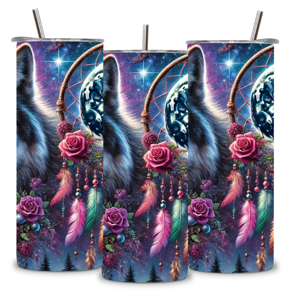 Spirit of the Wolf Dreamcatcher Tumbler β Embrace the Wild πΊπβ¨