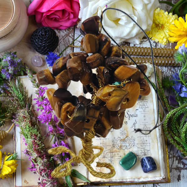 Tiger’s Eye Gem Tree Rearview Mirror Charm