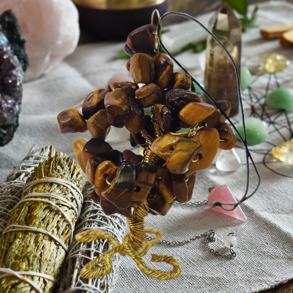 Tiger’s Eye Gem Tree Rearview Mirror Charm