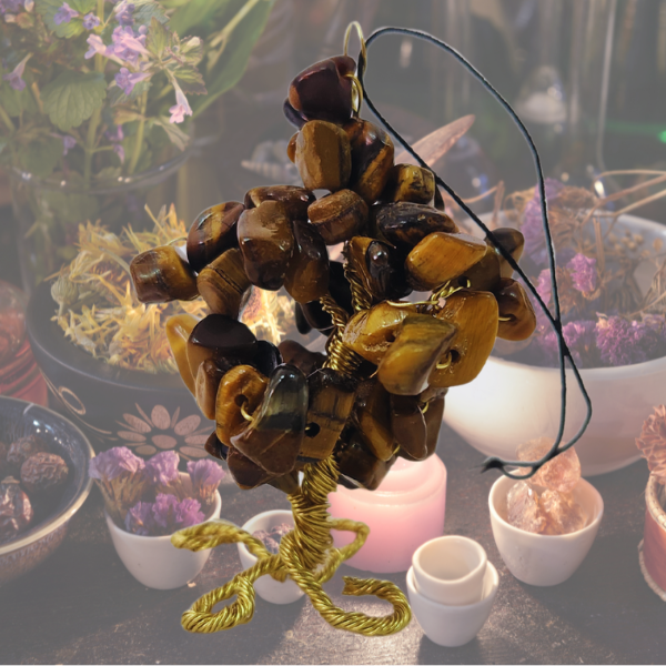Tiger’s Eye Gem Tree Rearview Mirror Charm