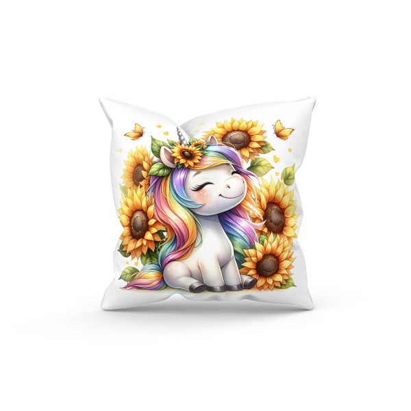 Sunflower Unicorn Throw Pillow