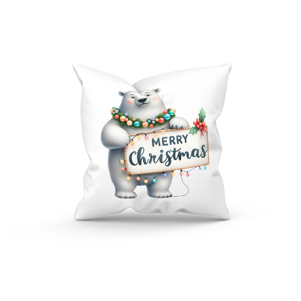 Ice Bear Merry Christmas Throw Pillow